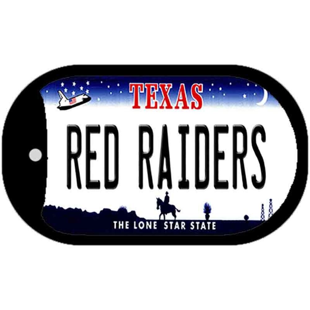 NCAA Red Raiders Necklace Dog Tag Metal TX New Chain Jewelry Texas Tech  White